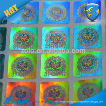 Anti-counterfeiting green color custom hologram stickers/ make hologram stickers
